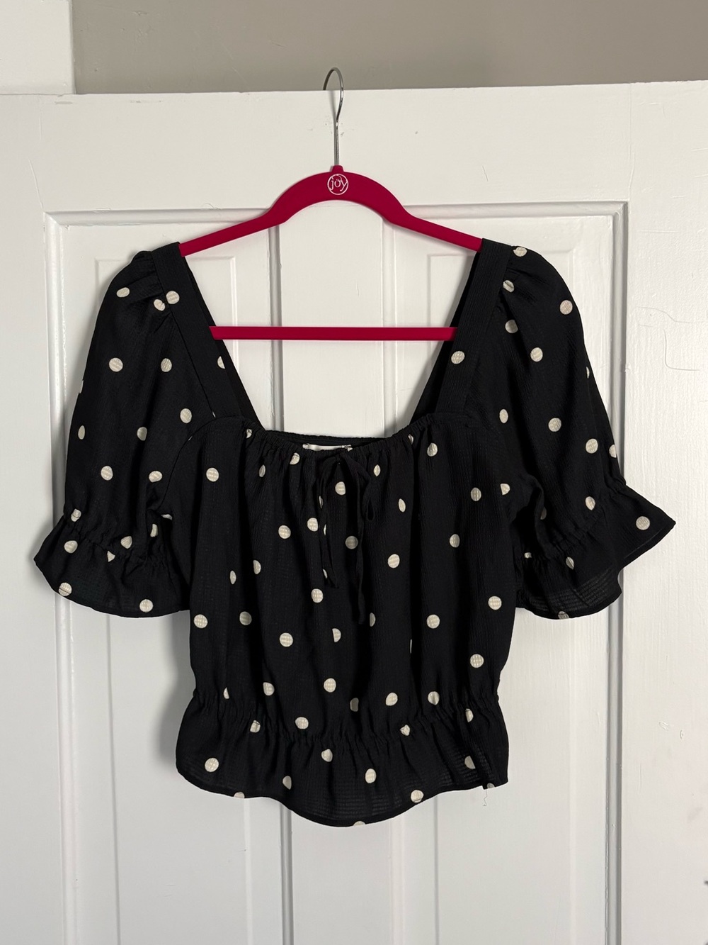 H&M Black Polka Dot Puff Sleeve Blouse